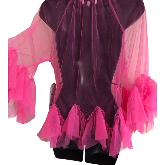 Maeve style Pink sheer tulle‎ blouse tunic mini dress top size Large new - Picture 14 of 15